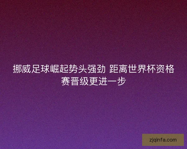 挪威足球崛起势头强劲 距离世界杯资格赛晋级更进一步